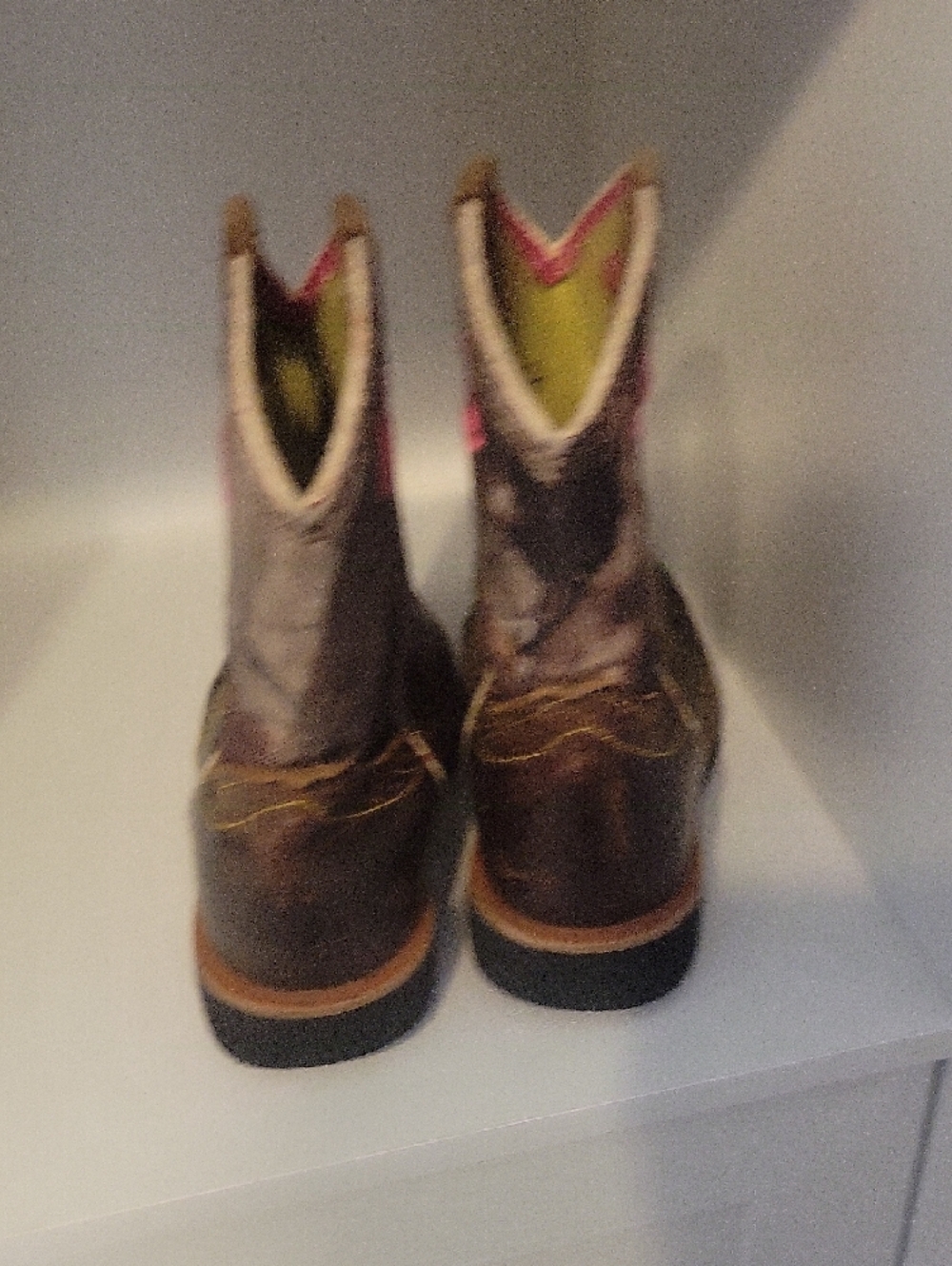 Ariat Kid's Leather Fatbaby Cowgirl Western Boots Brown & Camo Pink Toddler Sz11 - Picture 5 of 8